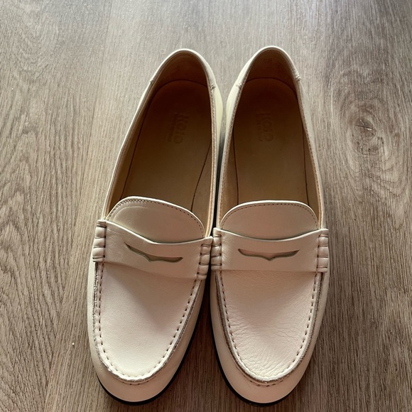 koio brea off white pearl modern italian leather penny slot loafer shoes size 37 - Picture 4 of 9